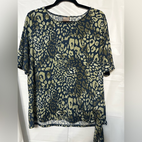 Chico's Dresses & Skirts - Chico's Size 2 Green Blue Leopard Print
Animal Print Tie Blouse